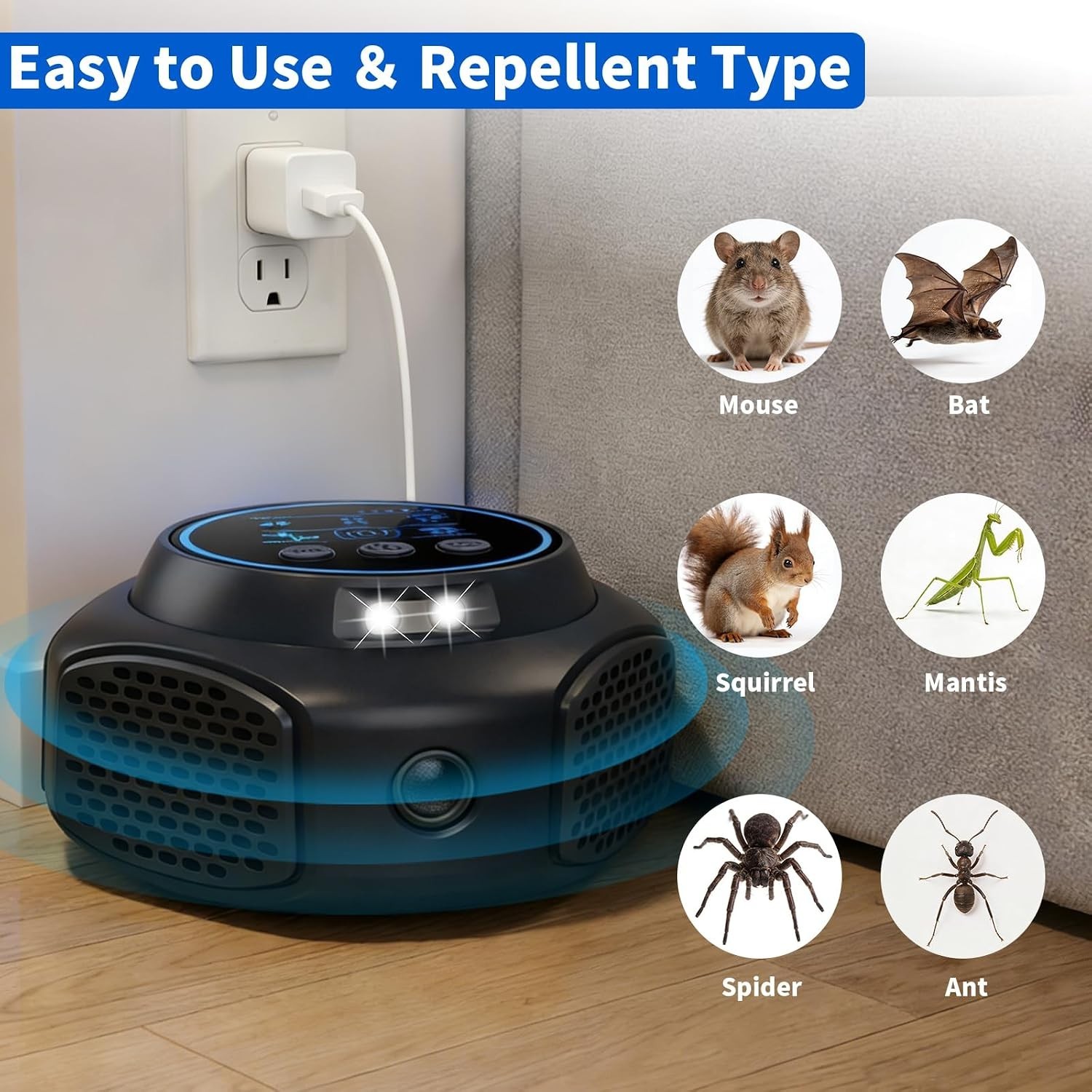 3 Smart Modes Ultrasonic Pest Repeller: Effective Insect & Rodent Control