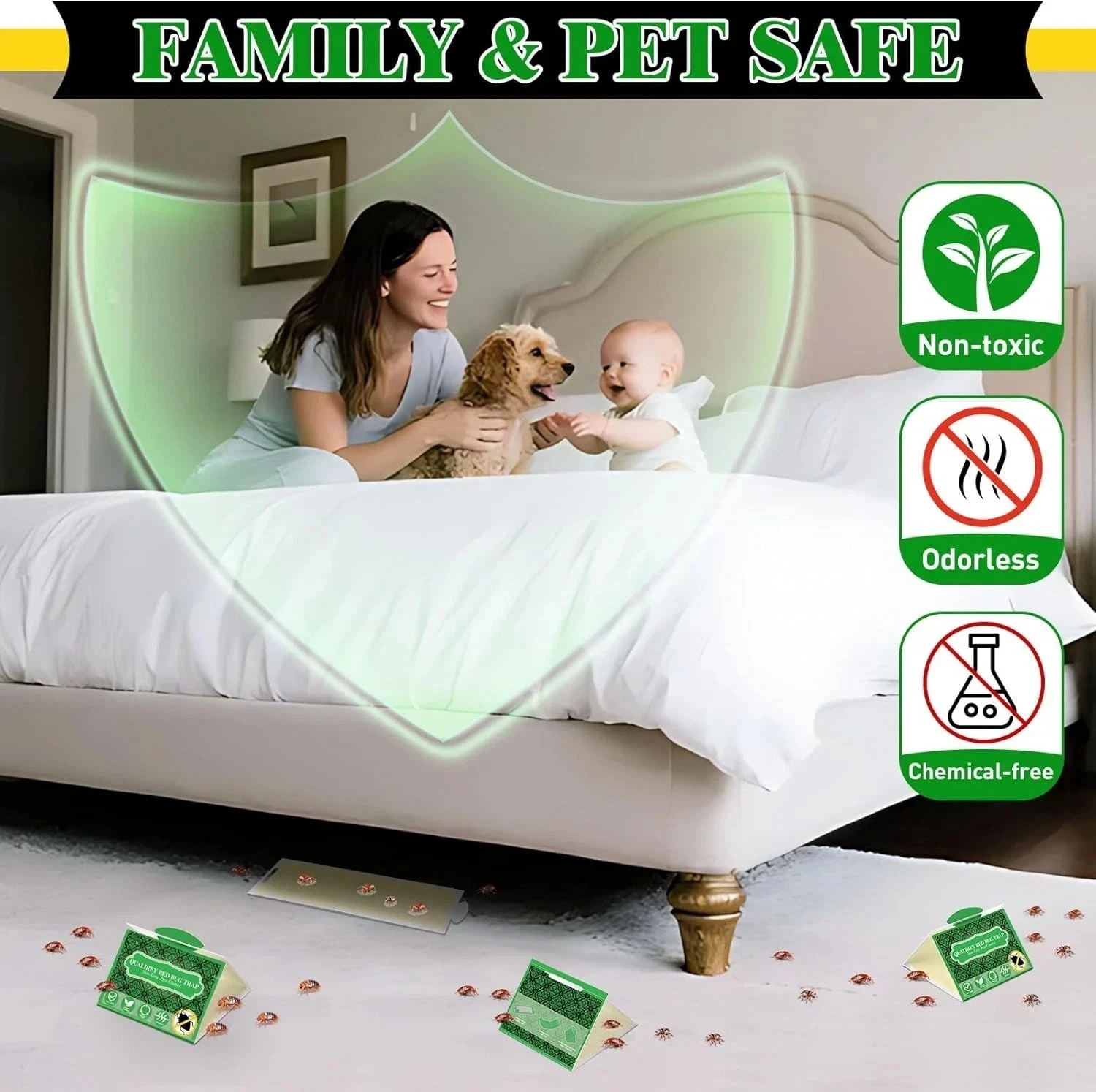 24 Pack Bed Bug Traps, Non Toxic Bedbug Detector for Bed Legs, Bedbug Intercepto