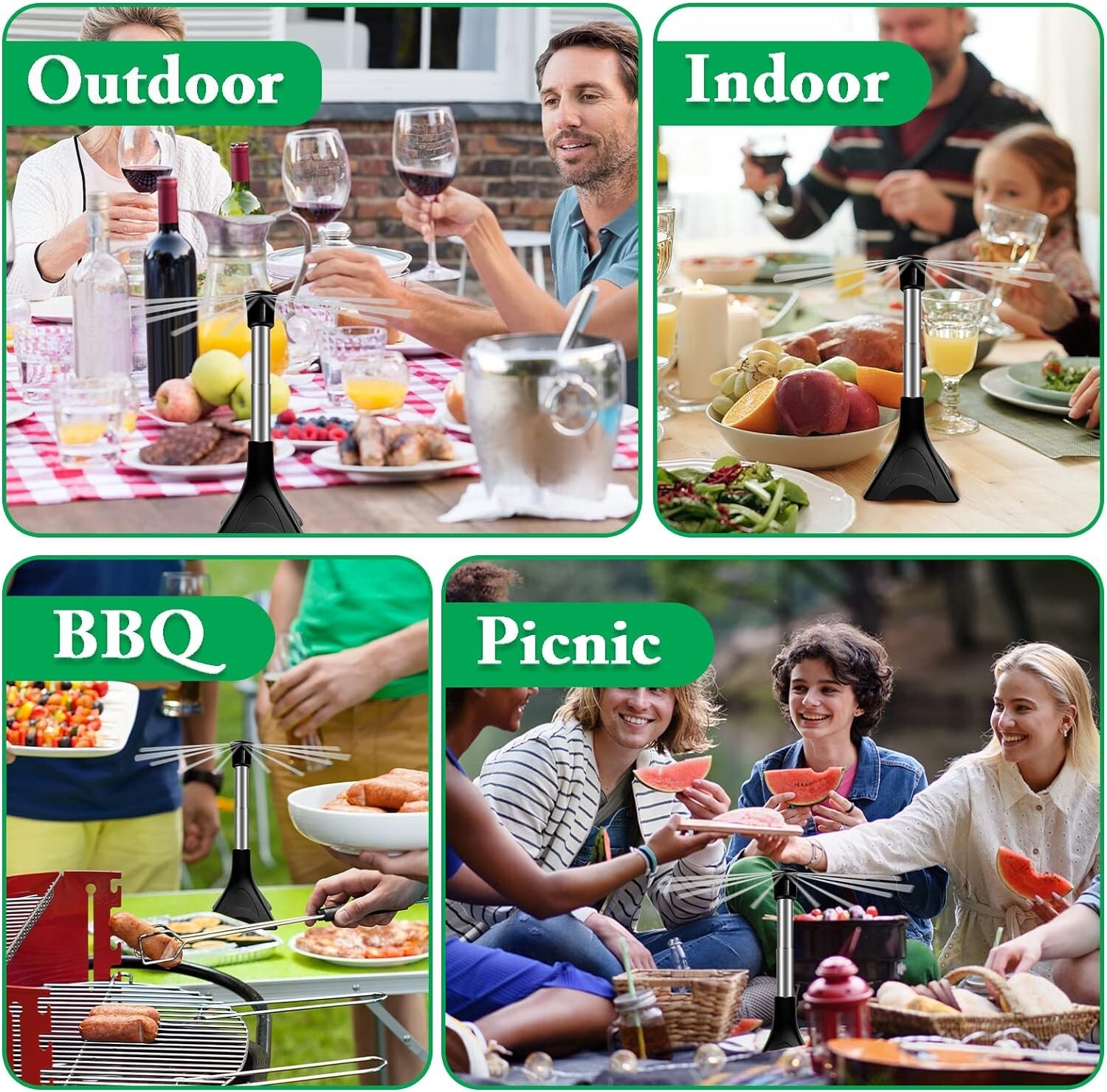 2-4PCS Fly Repellent Fans for Tables with Holographic Blades