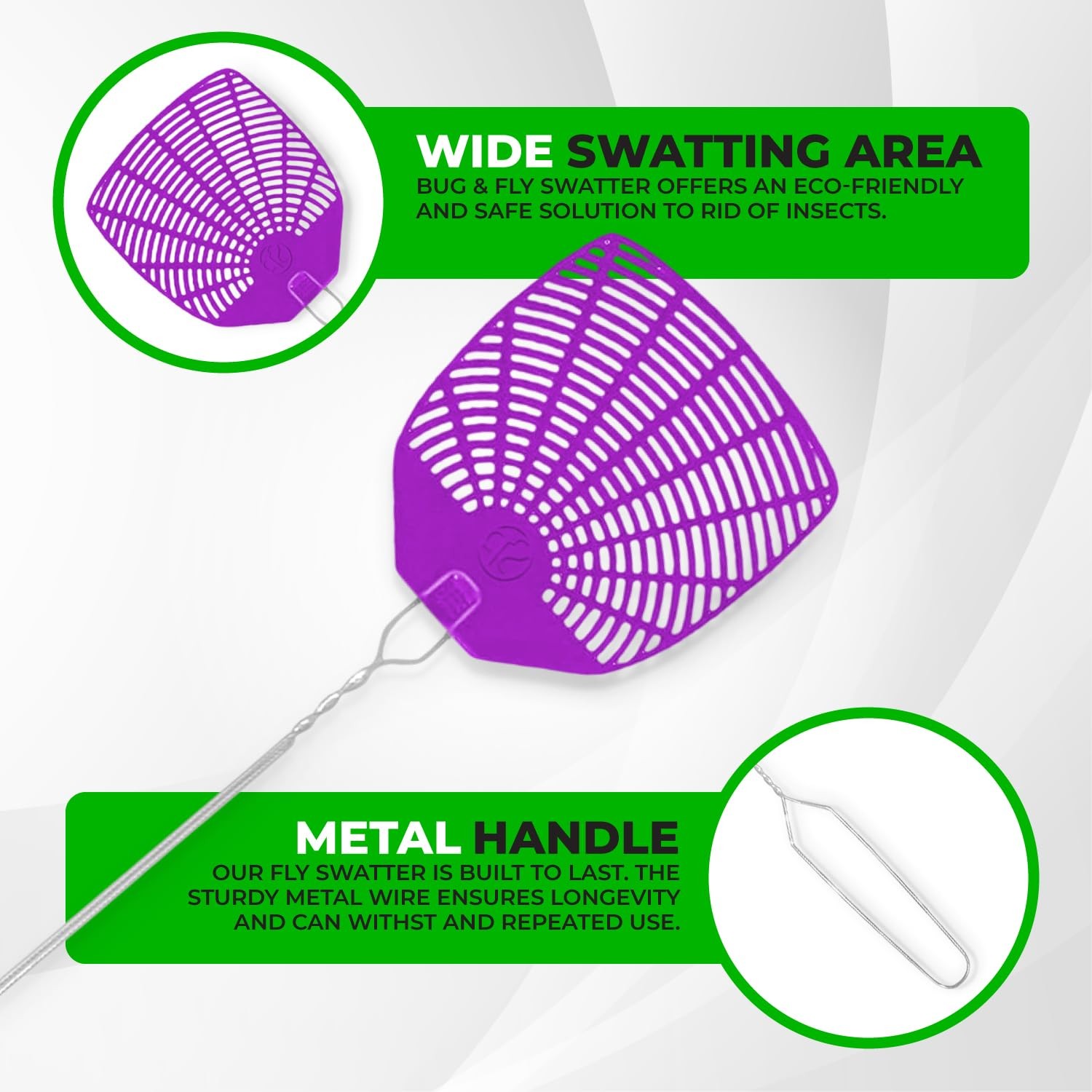 Supreme Bug & Fly Swatter 6-Pack – Braided Metal Handle 6 Pack Fly Swatters, …