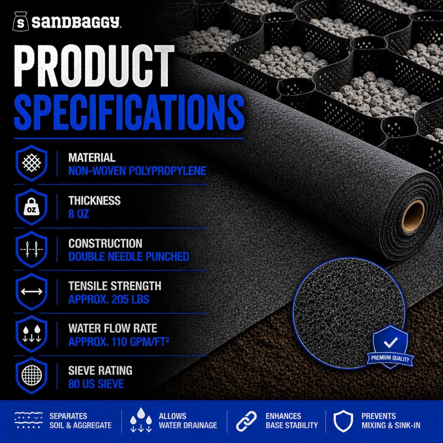 Geogrid & Geocell Underlayment Fabric | Non-Woven Geotextile(8 oz) – USA Made