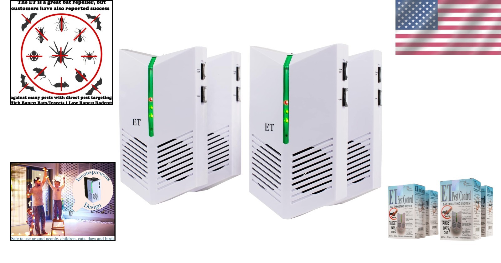 Electric Ultra Sonic Pest Repeller – 4-Pack for Rodents and Bats, Modern Design