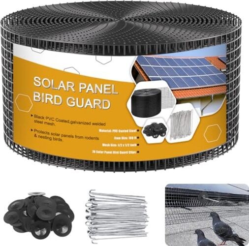 Solar Panel Bird Guard,6in x 100ft Critter Guard Roll Kit for 6x100FT Black