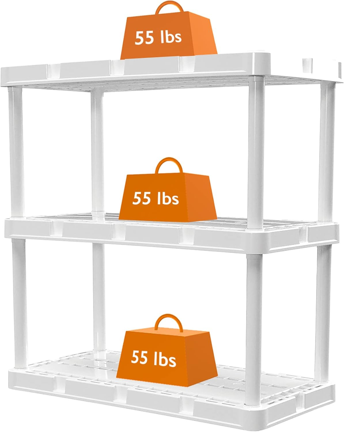 3 Pack Light Duty Storage Shelves, Knect-A-Shelf 3-Shelf Ventilated Shelving Rac