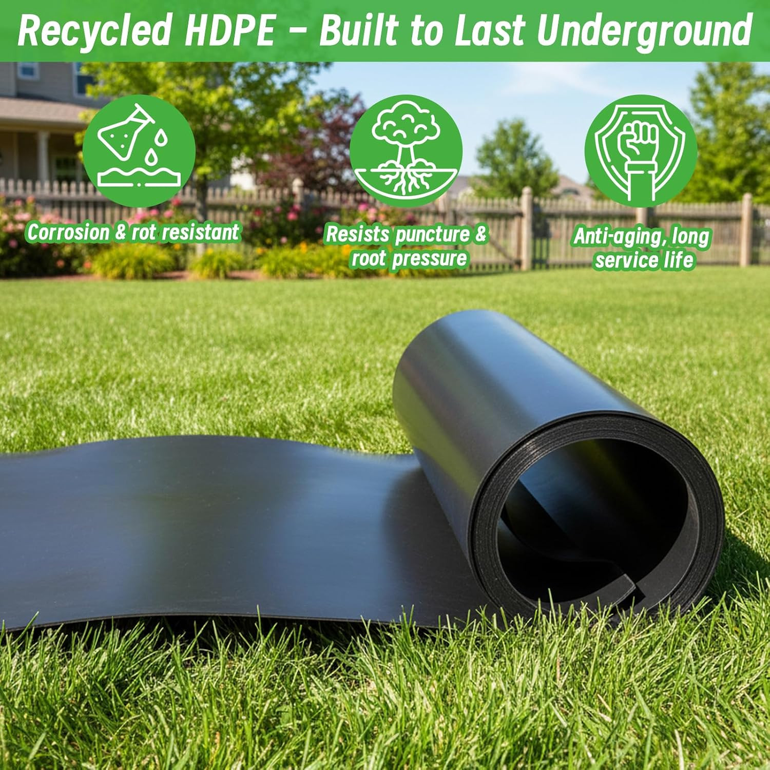Tree Root Barrier 24In X 20Ft X 60Mil, Extra-Deep Recycled HDPE Bamboo & Tree Ro