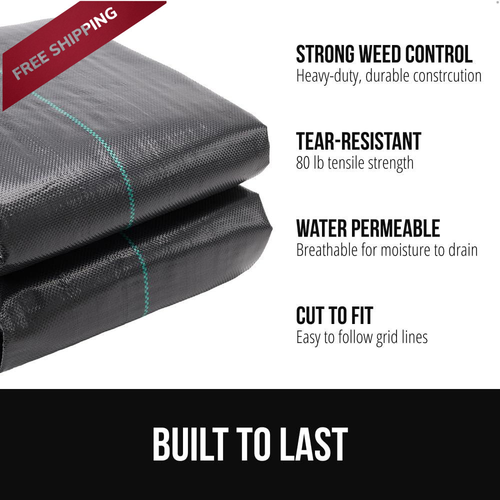 GORILLA GRIP Weed Barrier Fabric, 1.5′ x 50′, 3.2 Oz Woven Polypropylene