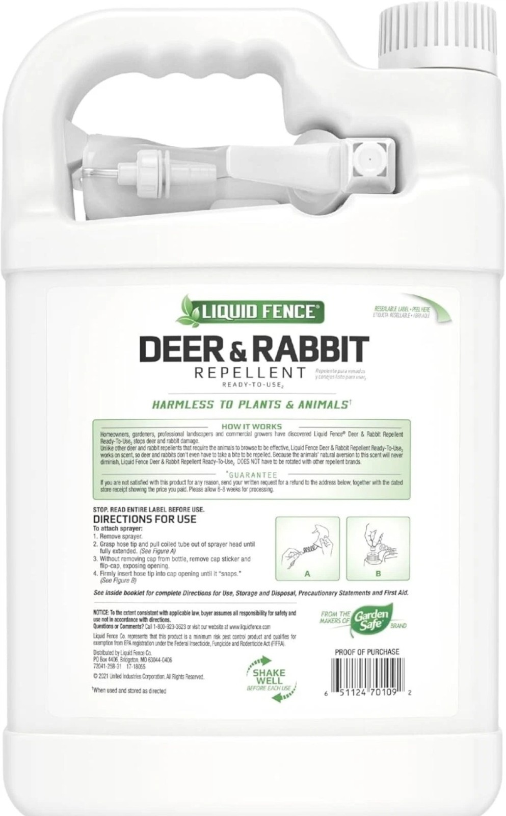 Liquid Fence Animal Repellent, 128 Oz, Deer and Rabbit Repellent