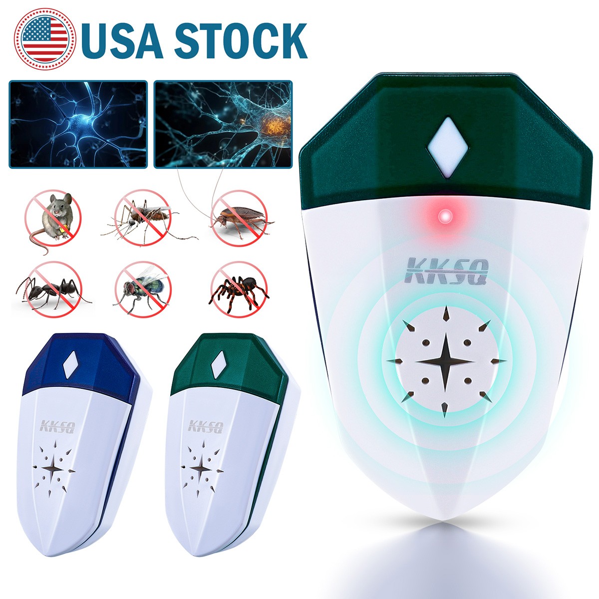 Electric Ultrasonic Pest Repeller US Plug Anti Insect Bug Rat Spider Mosquito