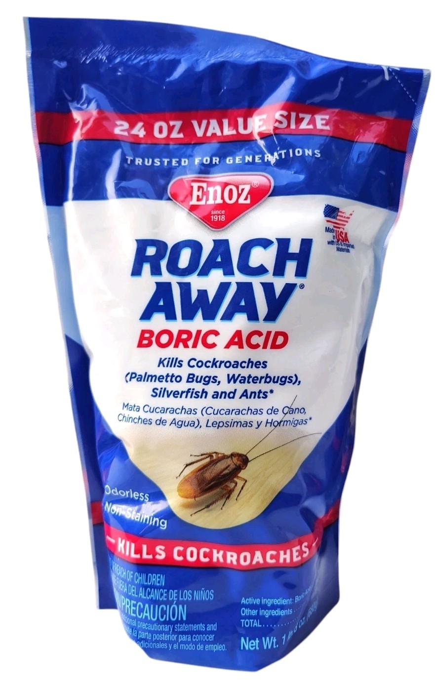 Enoz Roach Away Boric Acid Powder, Roach Killer, 18 oz Pouch