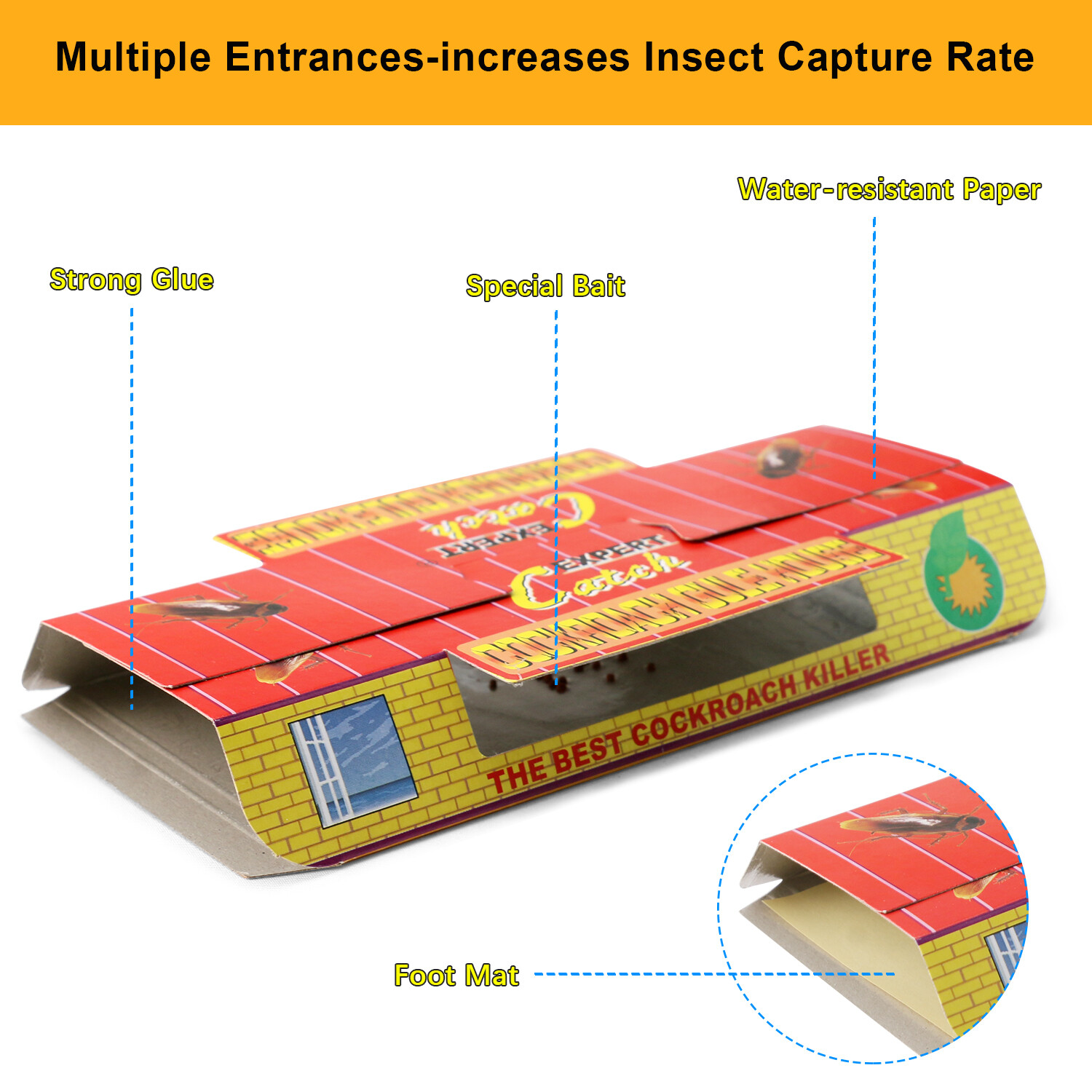 5-60pcs Roach Glue Trap Cockroach Killer Bait Catcher Spider Insect Home USA