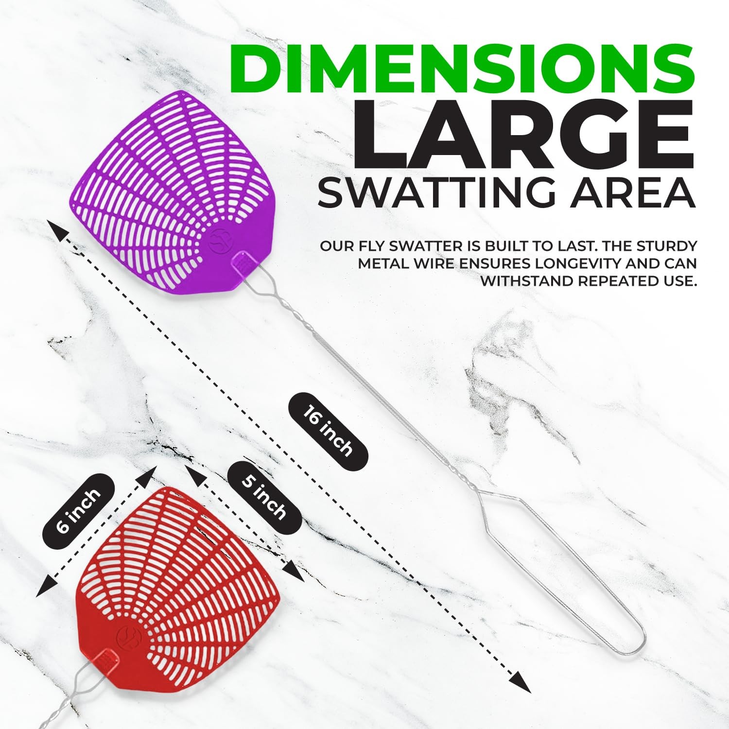 Supreme Bug & Fly Swatter 6-Pack – Braided Metal Handle 6 Pack Fly Swatters, …