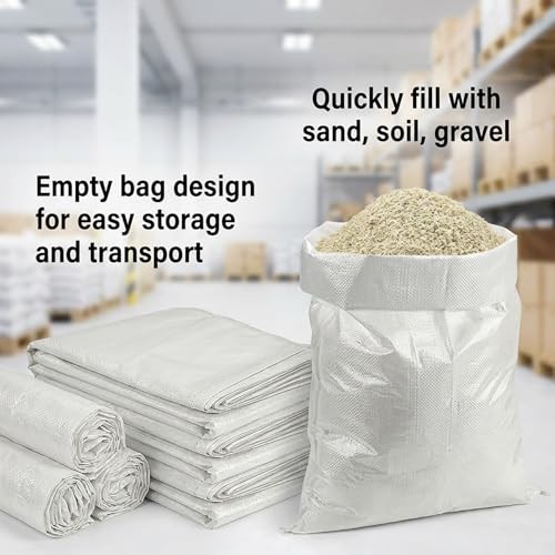 Empty Sand Bags – 8PCS Woven Polypropylene Heavy Duty Tear Resistant Sandbags