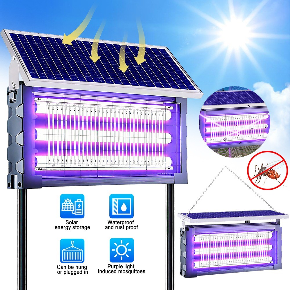 Solar Bug Zapper Outdoor Mosquito Zapper 4500V Waterproof Rechargeable Fly Trap