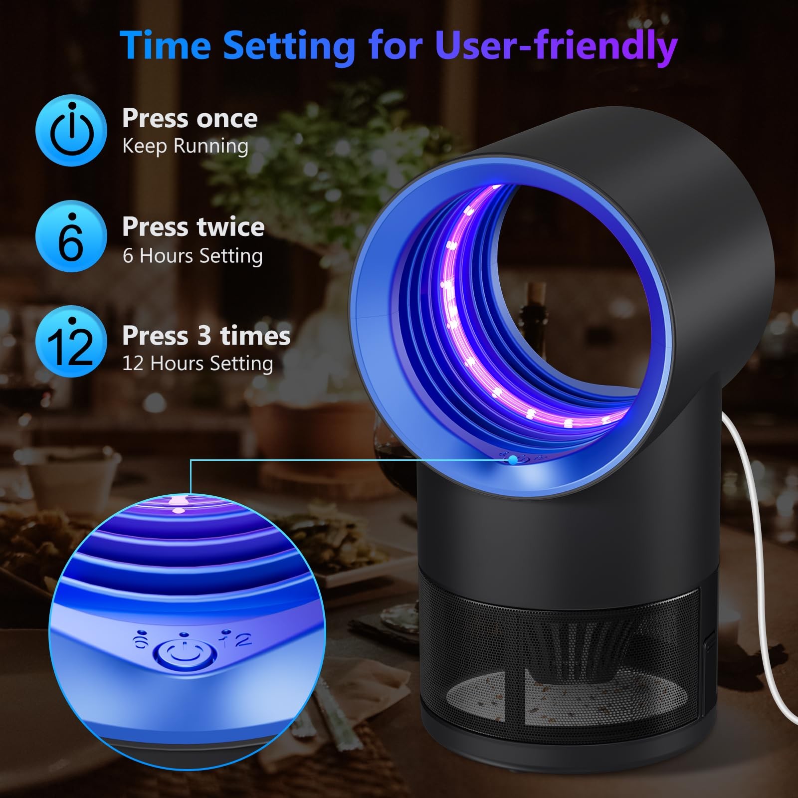 Fruit Fly Trap for Indoors Gnat Insect Trap with Timer 10 Refills Blue