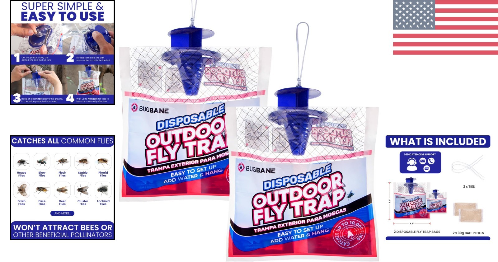 2 Pack Child-Safe Hanging Fly Traps – Non-Toxic Outdoor Bug Solution