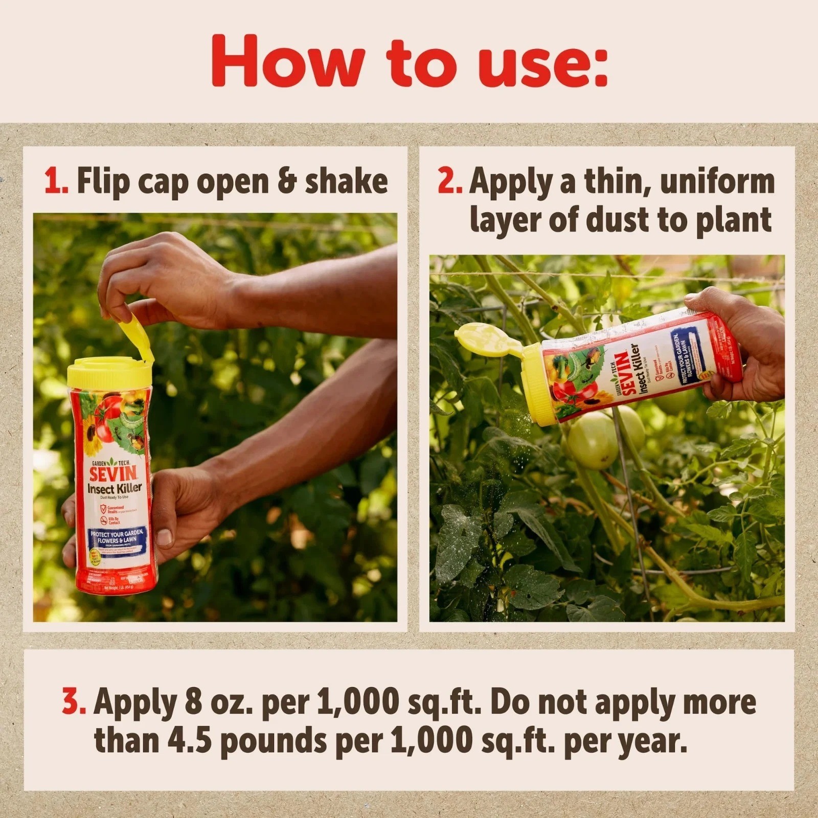 Insect Killer powder Sevin Garden Ready to Use Dust, 1 Pound Can