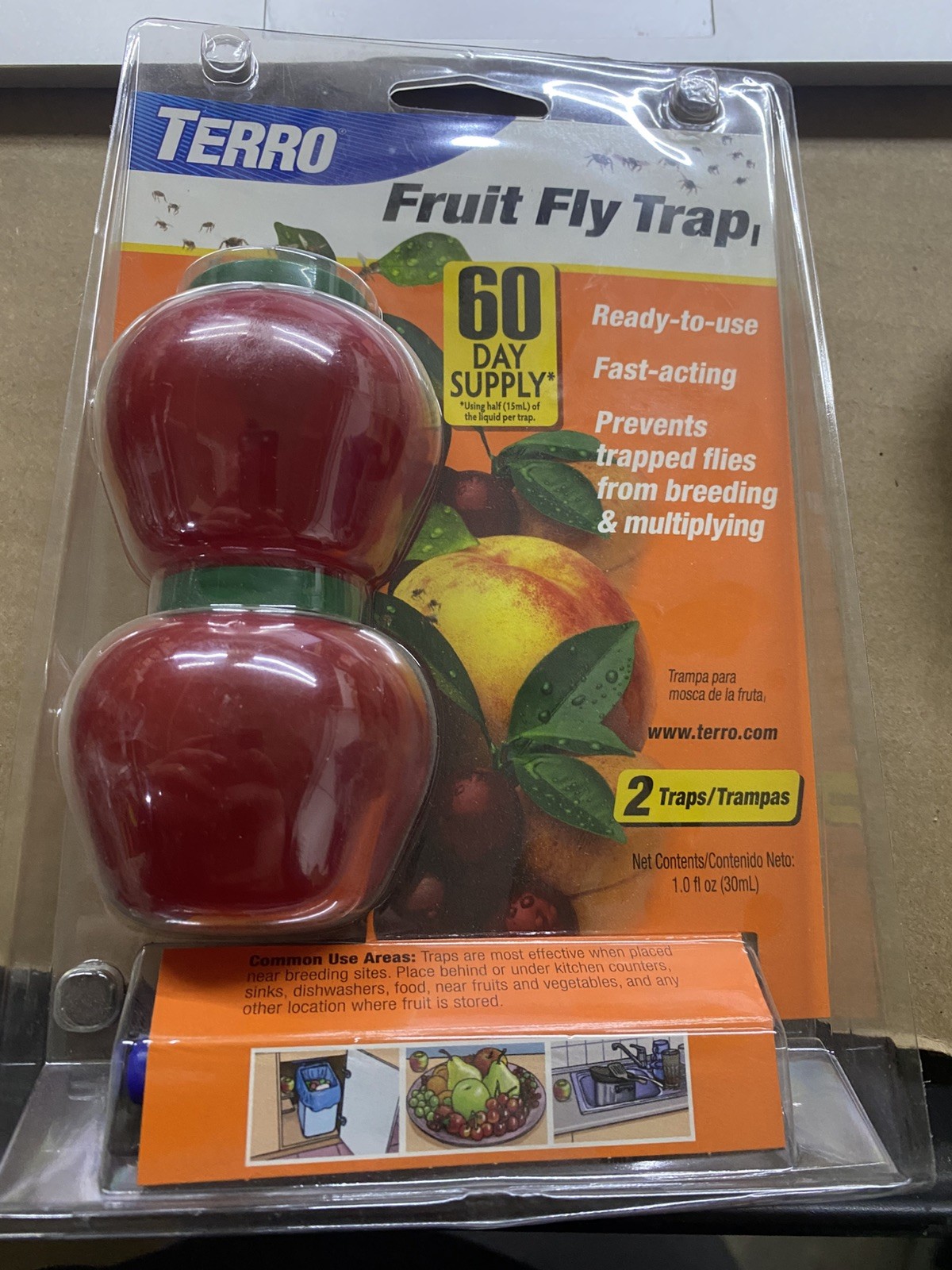 *BRAND NEW* TERRO FRUIT FLY TRAP (2-PACK) 60 DAY SUPPLY – 2 TRAPS