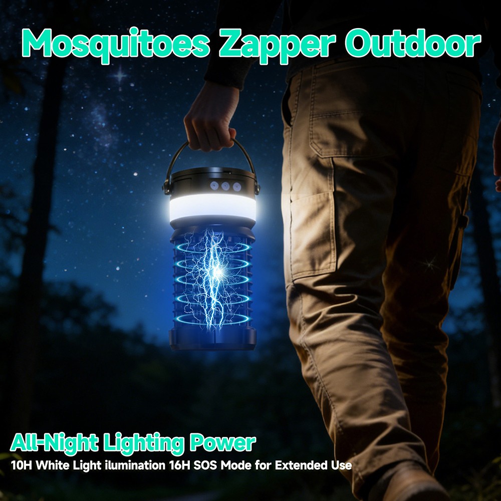 Solar Bug Zapper Dual Solar Panels 4000mAh Remote IP65 UV Outdoor Insect Trap