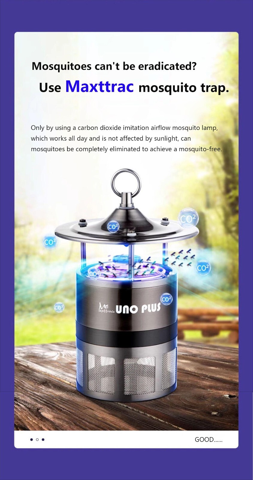 Maxttrac Indoor and Outdoor Garden Home Mosquito Trap Carbon Dioxide Non-Toxic M