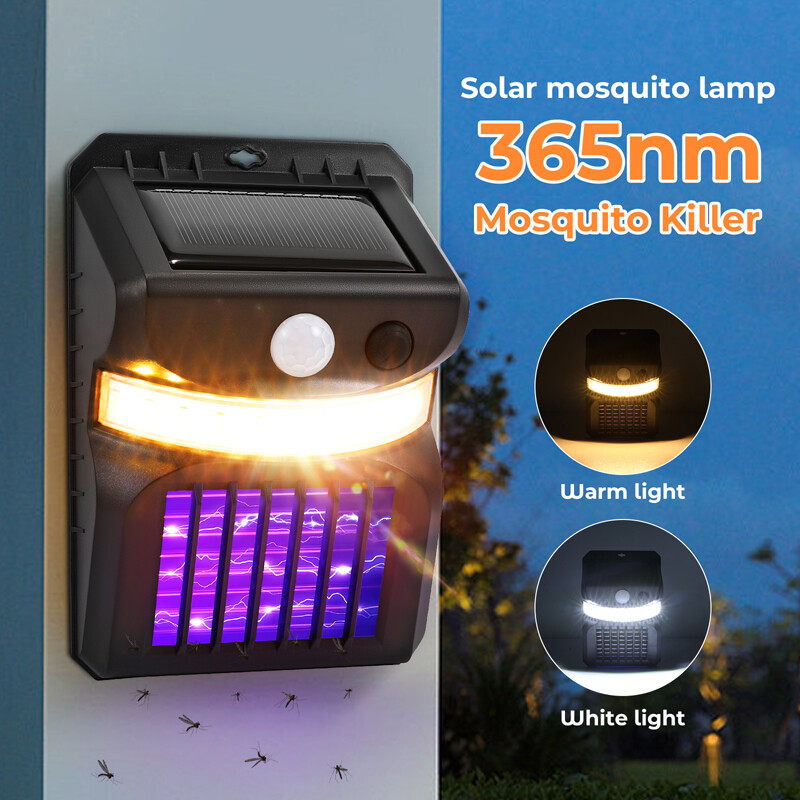 Solar Powered LED Mosquito Fly Bug Insect Zapper Killer Trap Lamp Outdoor Light