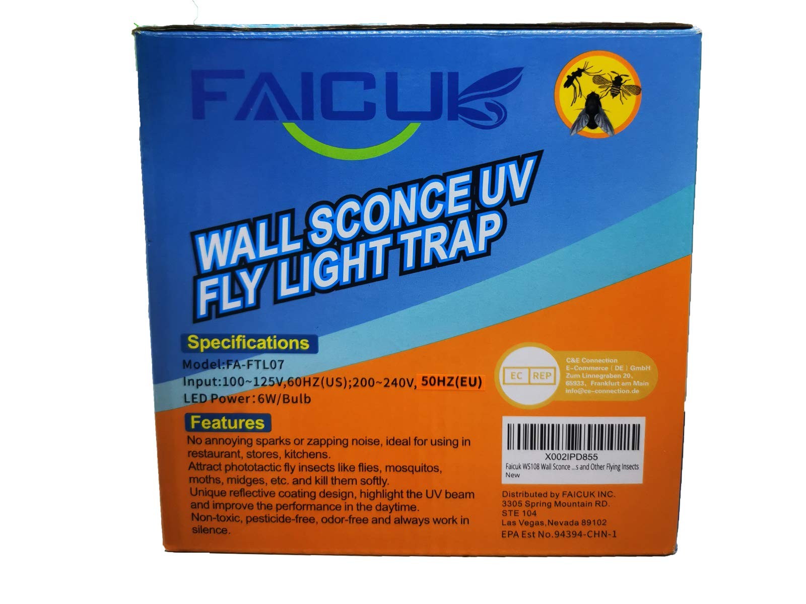 Wall Sconce Fly Light Trap for Capturing Flies, , Gnats, Mosquitos and Other