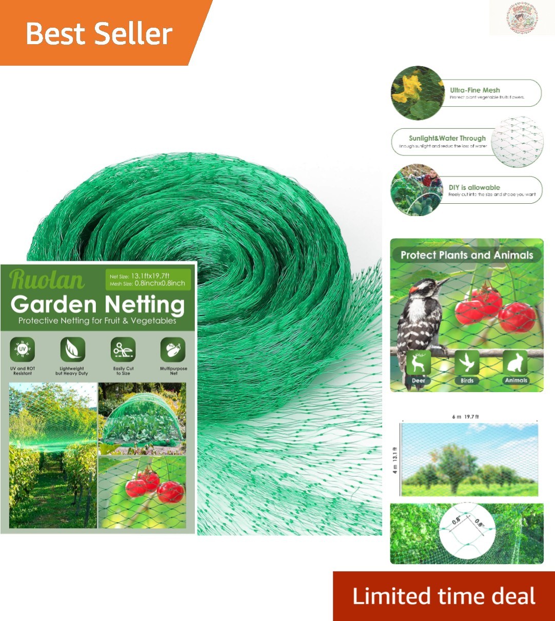 Durable Polypropylene Garden Netting 13×20 Ft for Fruit Trees & Vegetables