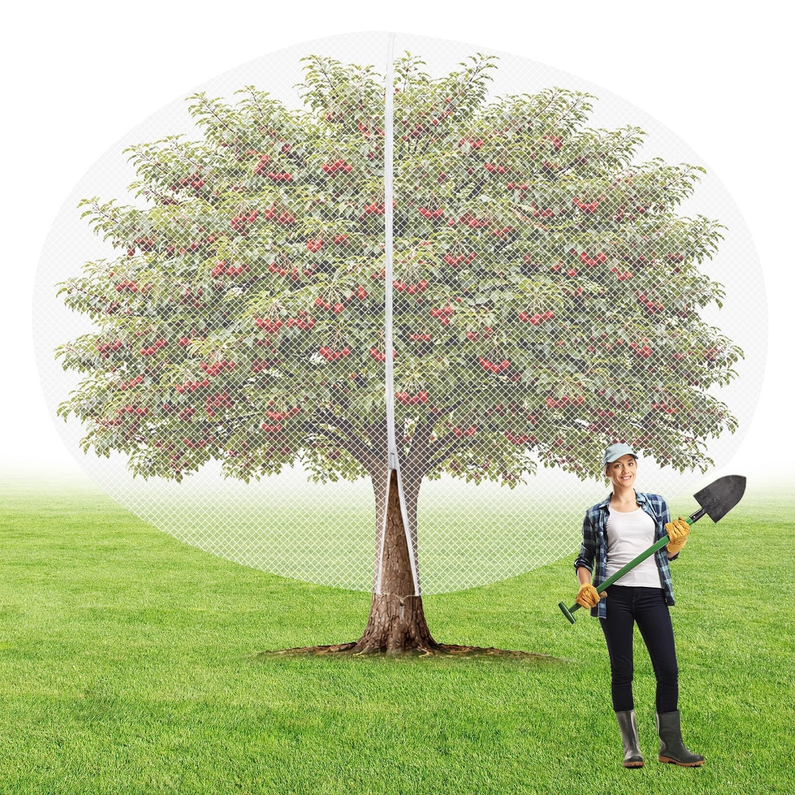 1Pcs 20ft x 20ft Extra Large Fruit Tree Netting Cover with Zipper and Drawstr…