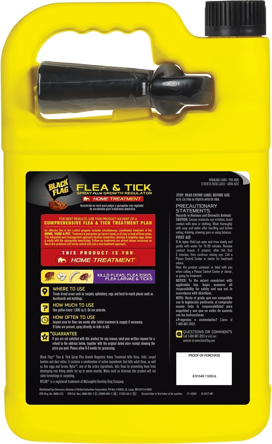 Extreme Flea Killer Plus Growth Regulator RTU For Insects, 128 oz, 1-gal Black..