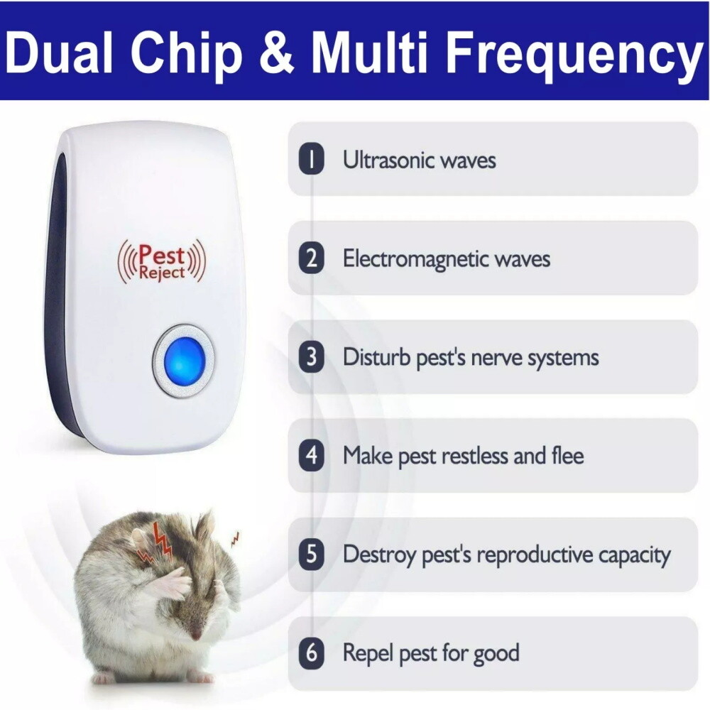 Electronic Pest Reject Control Ultrasonic Repeller Home Bug Rat Spider Roaches