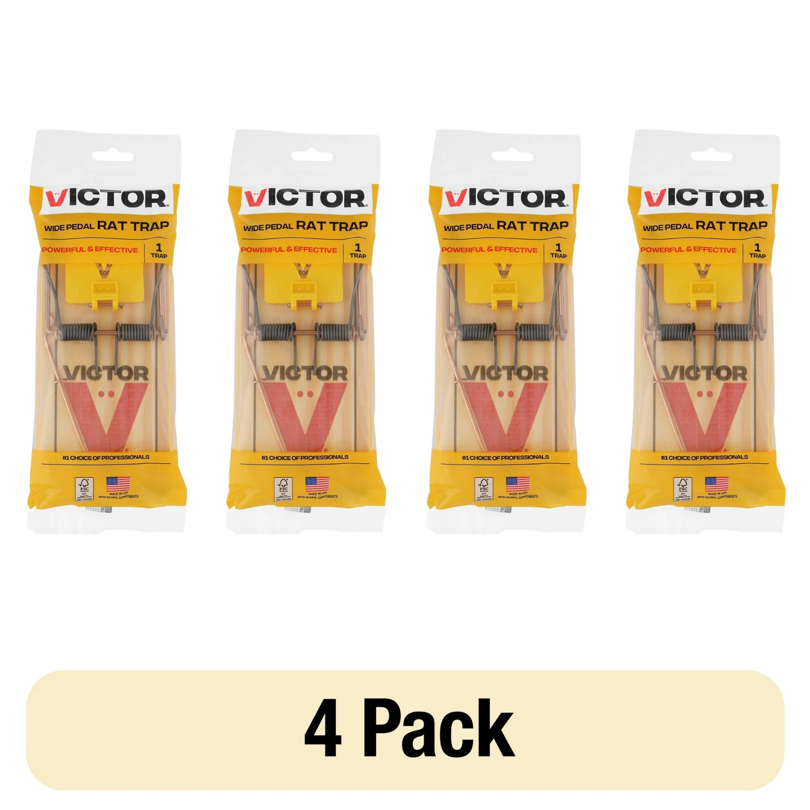 (4 pack) Victor Easy Set Extended Trigger Rat Trap – Wooden Rat Trap