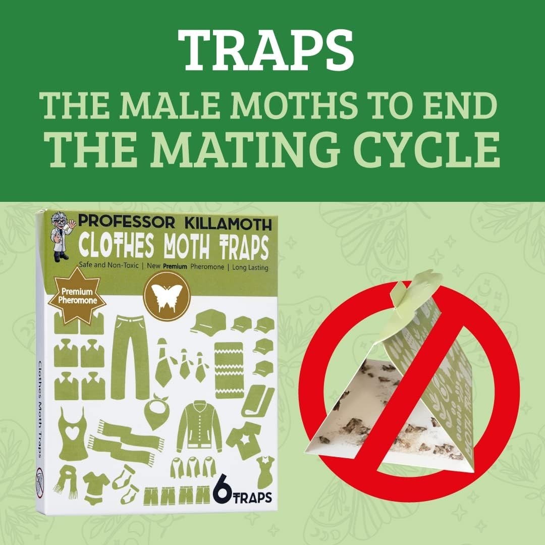 Clothes Moth Traps Natural Non-Toxic Household Wardrobe Protection 6 Pack