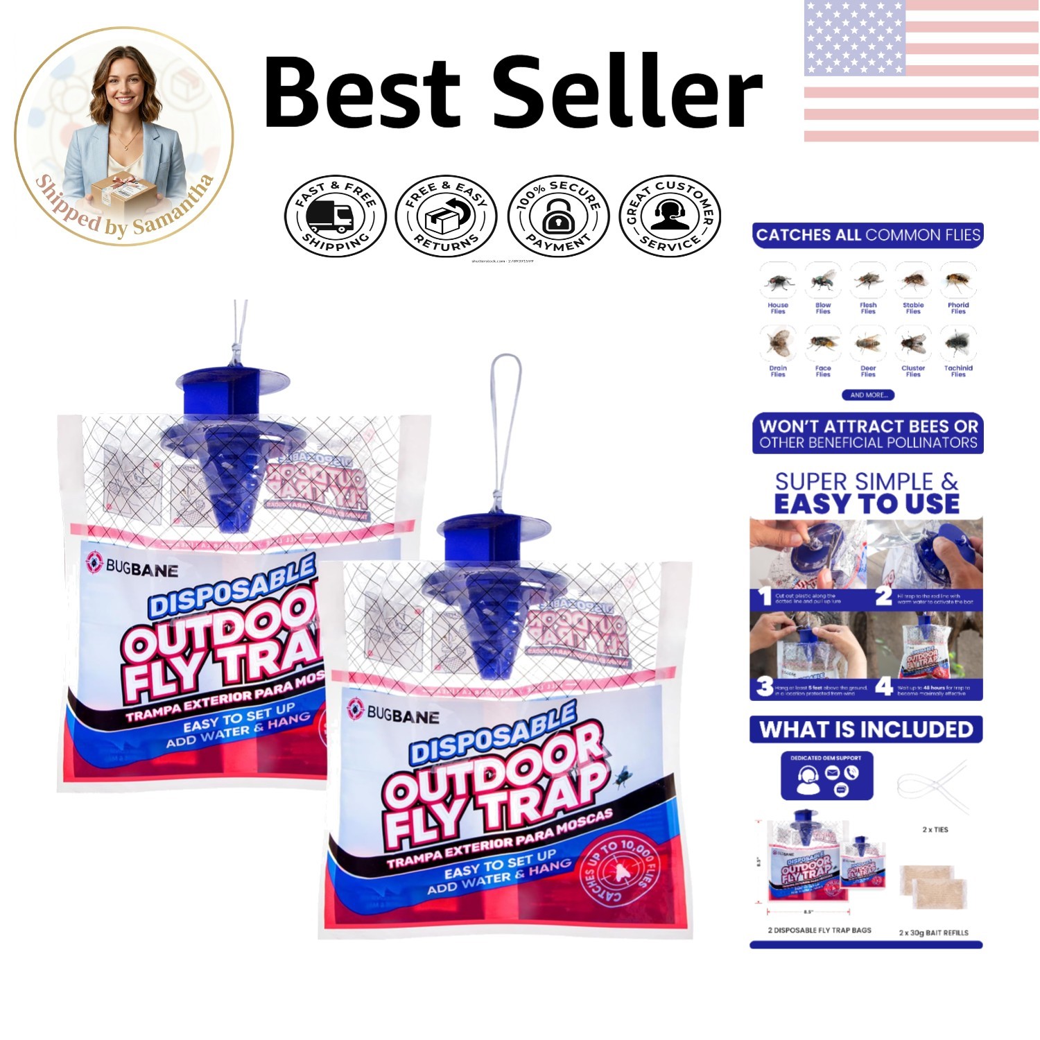 2 Pack Child-Safe Hanging Fly Traps – Non-Toxic Outdoor Bug Solution