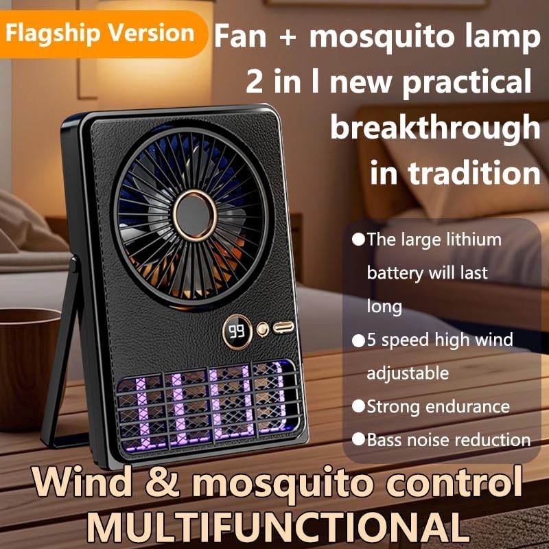 2-in-1 Desktop and Outdoor Camping Fan Digital Control Mosquito Killer Lamp