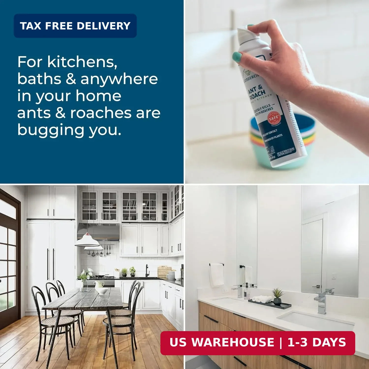 Wondercide – Ant & Roach Aerosol Spray for Kitchen, Home, and Indoor Areas – Ant