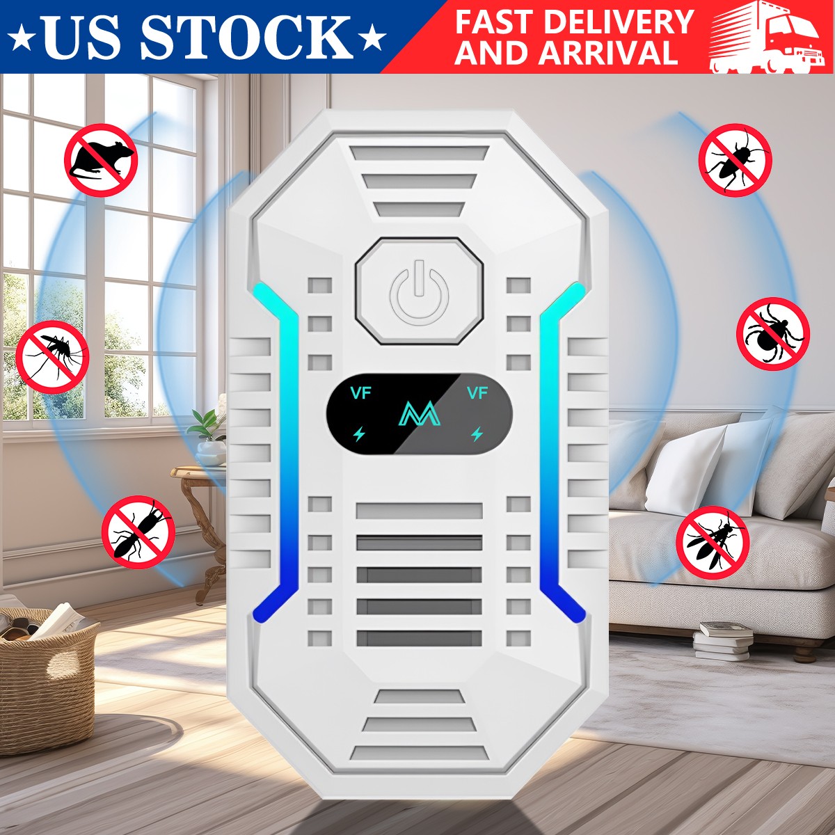 Ultrasonic Pest Control Repeller Reject Rat Mouse Mice Spider Cockroach US-Plug