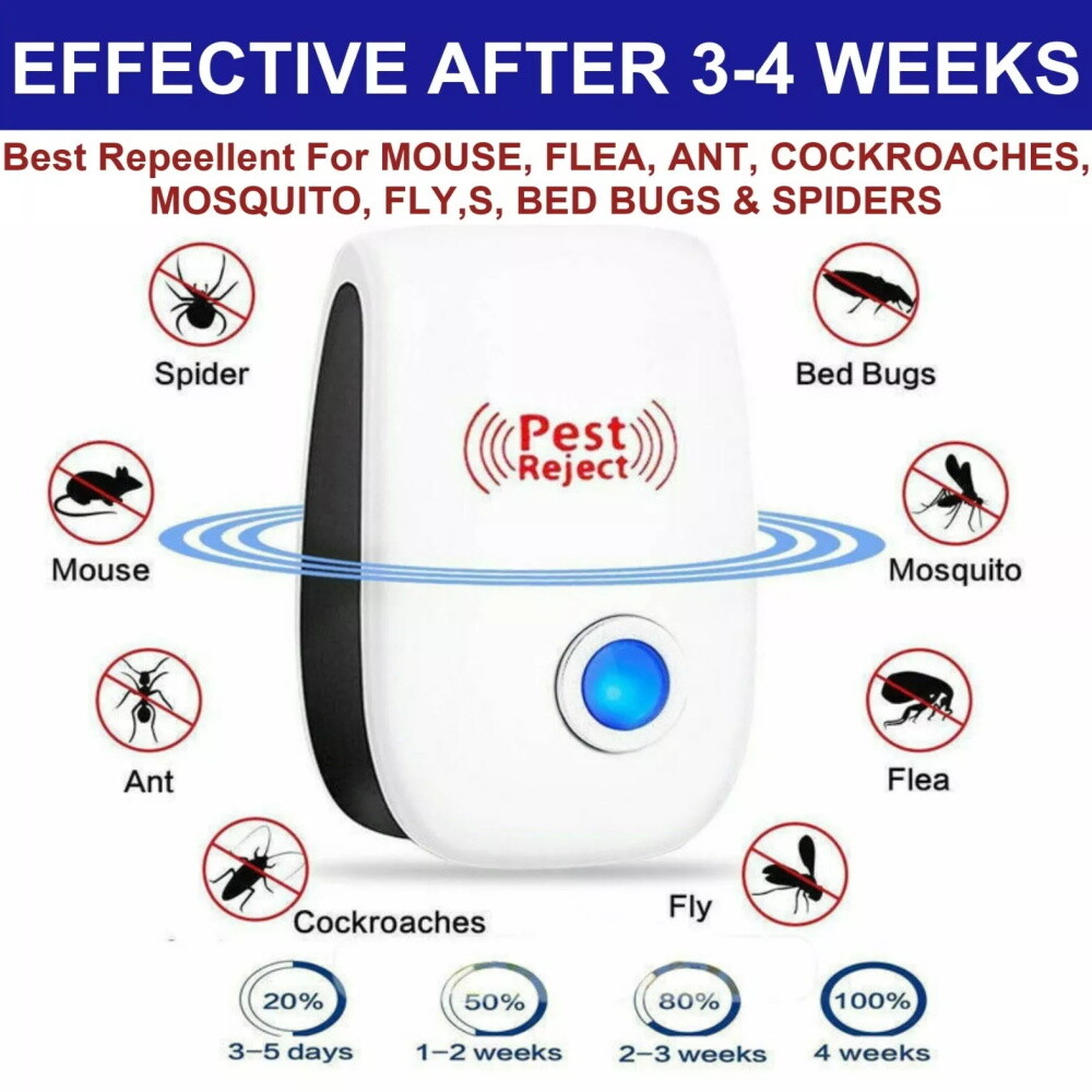 Electronic Pest Reject Control Ultrasonic Repeller Home Bug Rat Spider Roaches