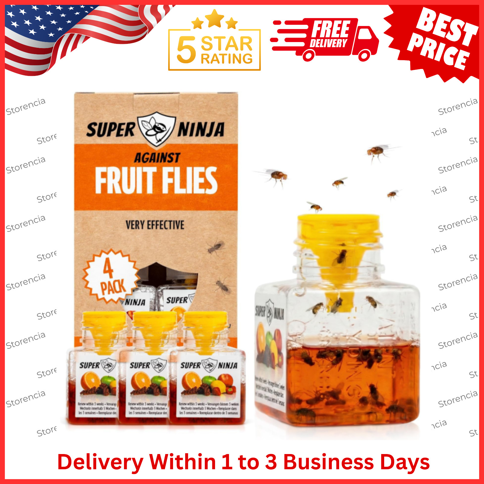 Super Ninja Fruit Fly Traps for Indoors – 4 Pack, Highly Effective Fruit Fly Cat