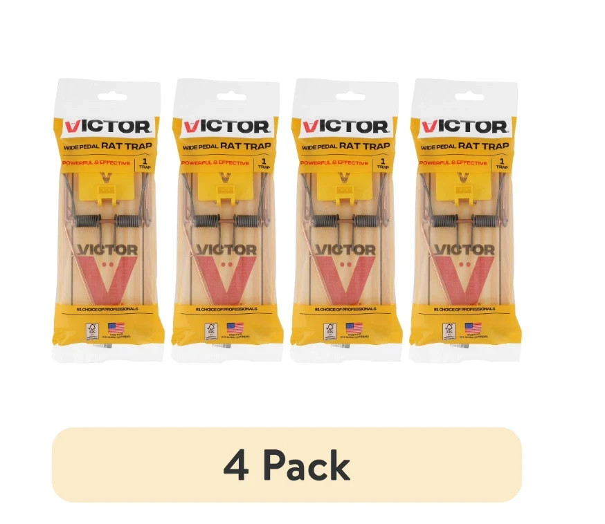 (4 pack) Victor Easy Set Extended Trigger Rat Trap – Wooden Rat Trap