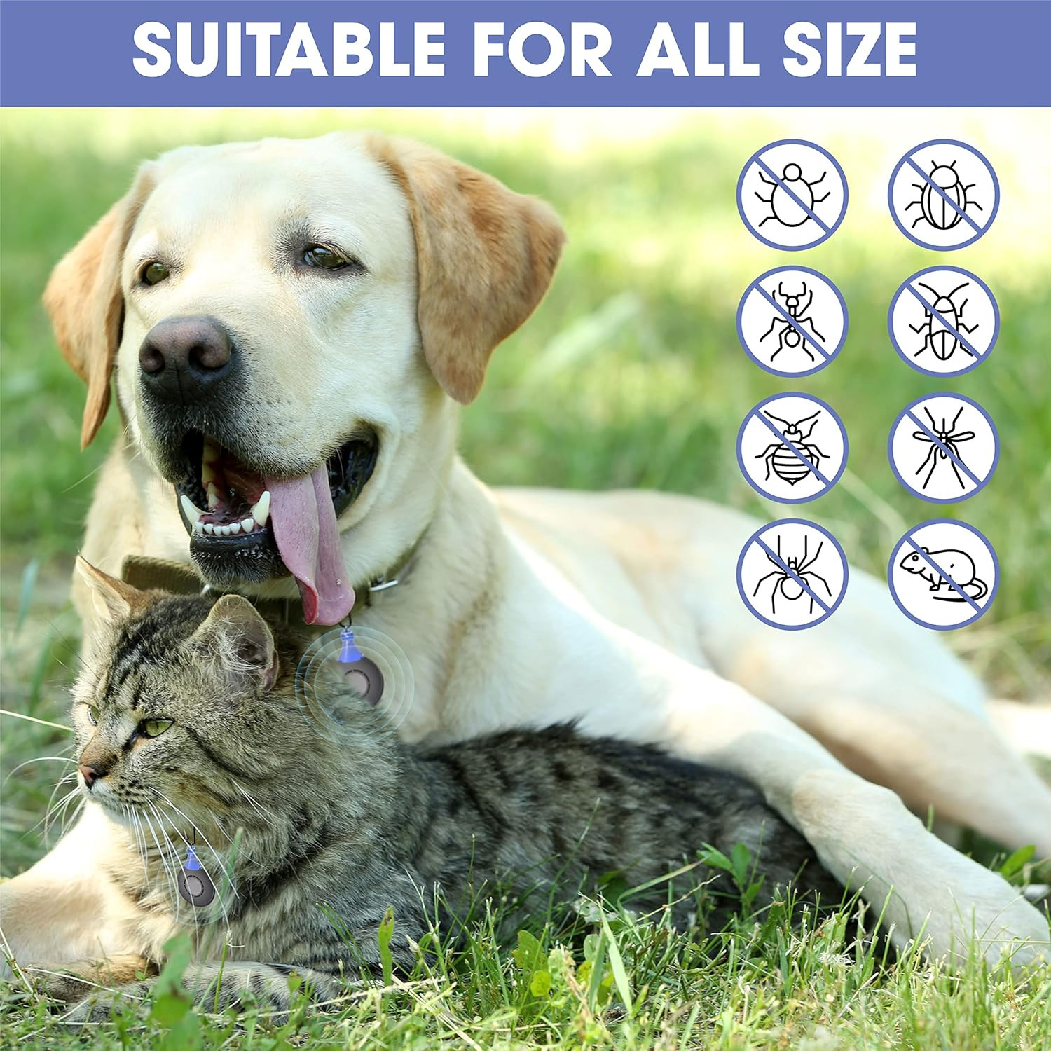 4xAnti Bug Insect Repellent Ultrasonic Pest Flea Tick Repeller for Pets Supplies