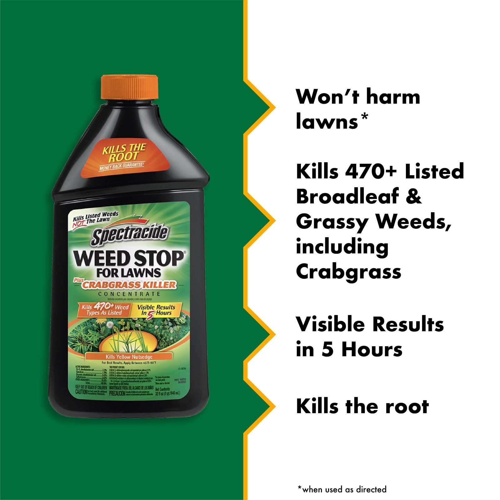 Spectracide Weed for Lawns Plus Crabgrass Killer Concentrate 32 Ounces Pack of 2