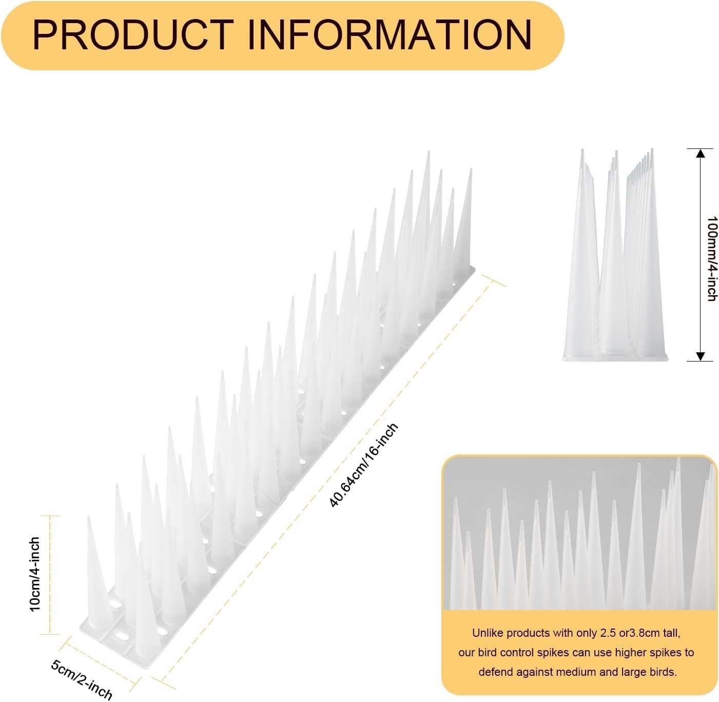 Modern Bird Spikes 20ft White – Durable Plastic