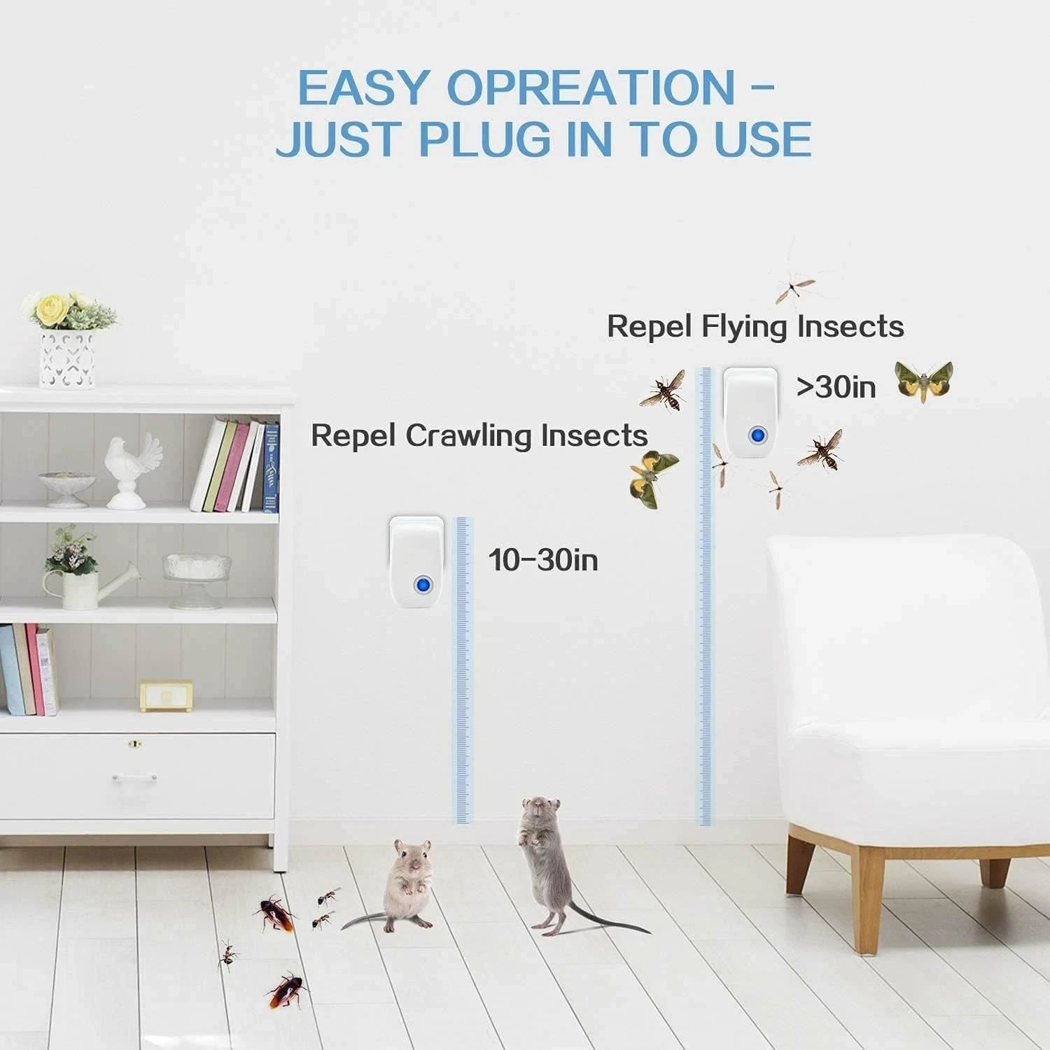 Intelligent Ultrasonic Pest Control Plug-In – 6 Pack with Nightlight Feature US