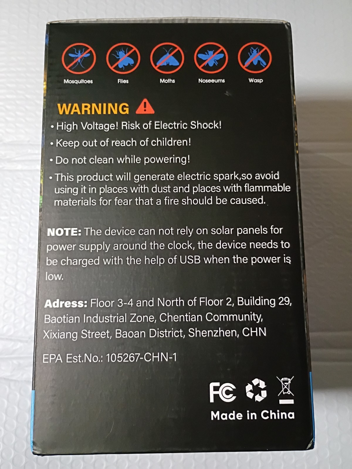Solar Bug Zapper Lantern M20 Black USB Type-C 6000mAh Indoor/Outdoor (NIB)