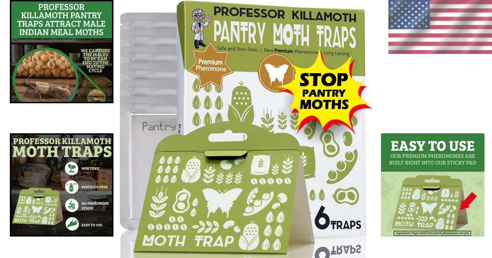 Child & Pet Safe Pantry Moth Traps 6-Pack | Non-Toxic Food Protection