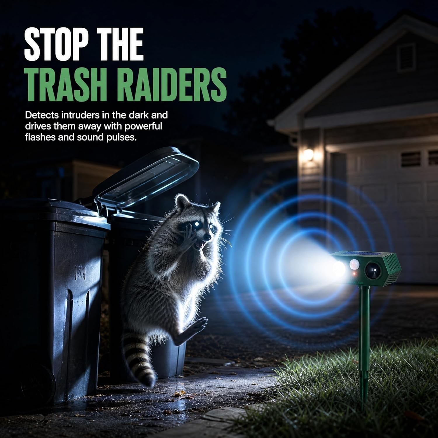 2026 Sonic Fortress Pro Deer Repellent Outdoor,Solar Ultrasonic Animal Repeller