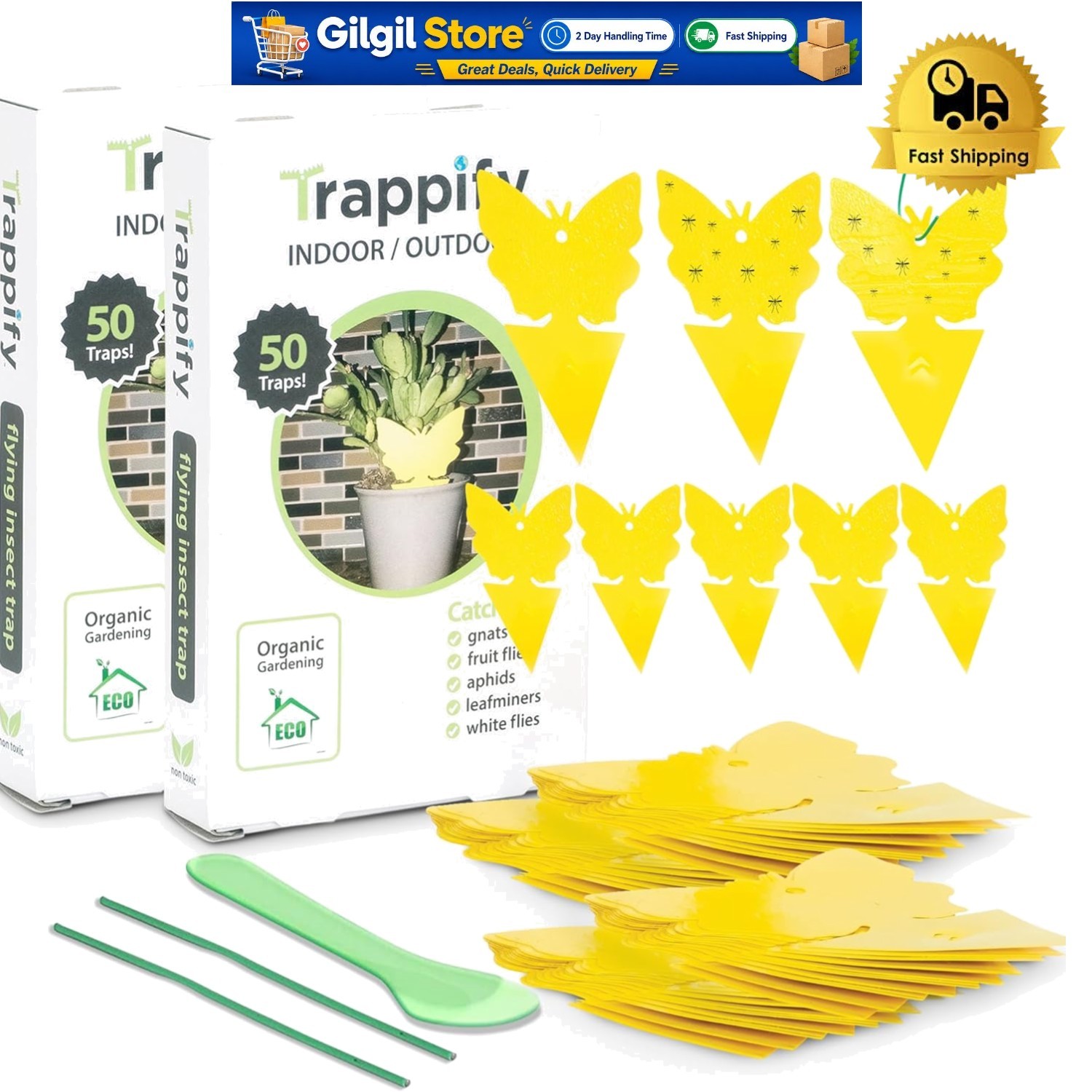Modern Disposable Glue Fly Traps – 100 Pack for Gnat and Mosquito Control