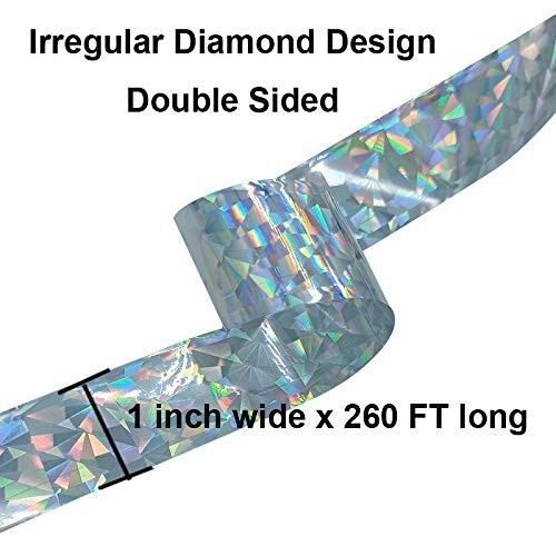 Bird Scare Tape, 1”X260Ft Double Sided Repellent Deterrent Reflective Tape for