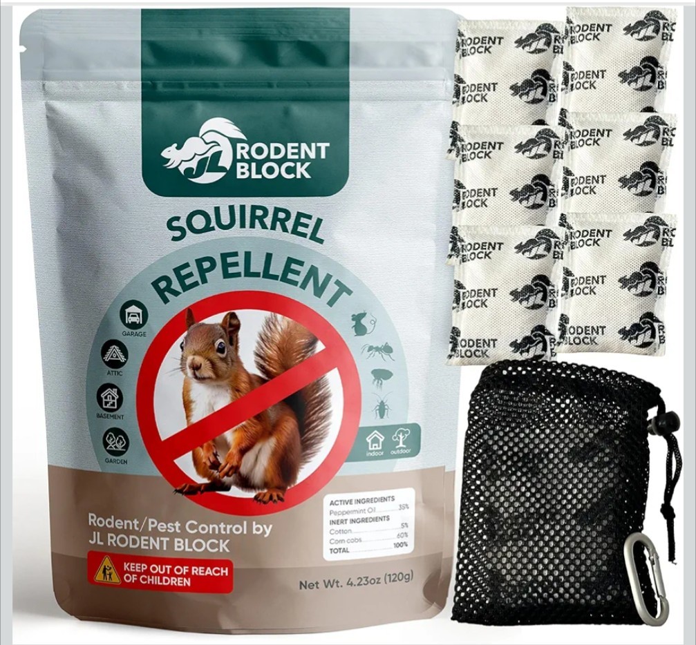 JL Rodent Block Pest Deterrent Pouch 6-Pack – All Natural Peppermint Oil