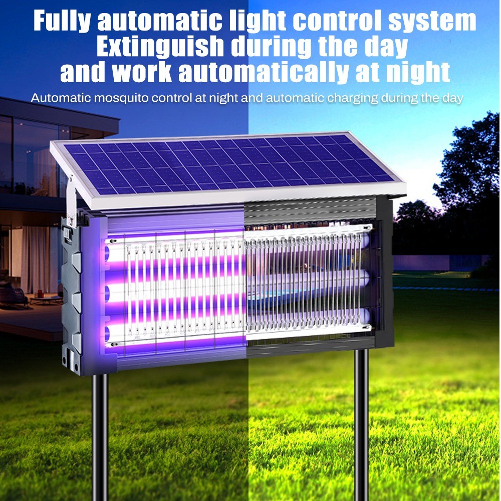 Solar Bug Zapper Outdoor Mosquito Zapper 4500V Waterproof Rechargeable Fly Trap