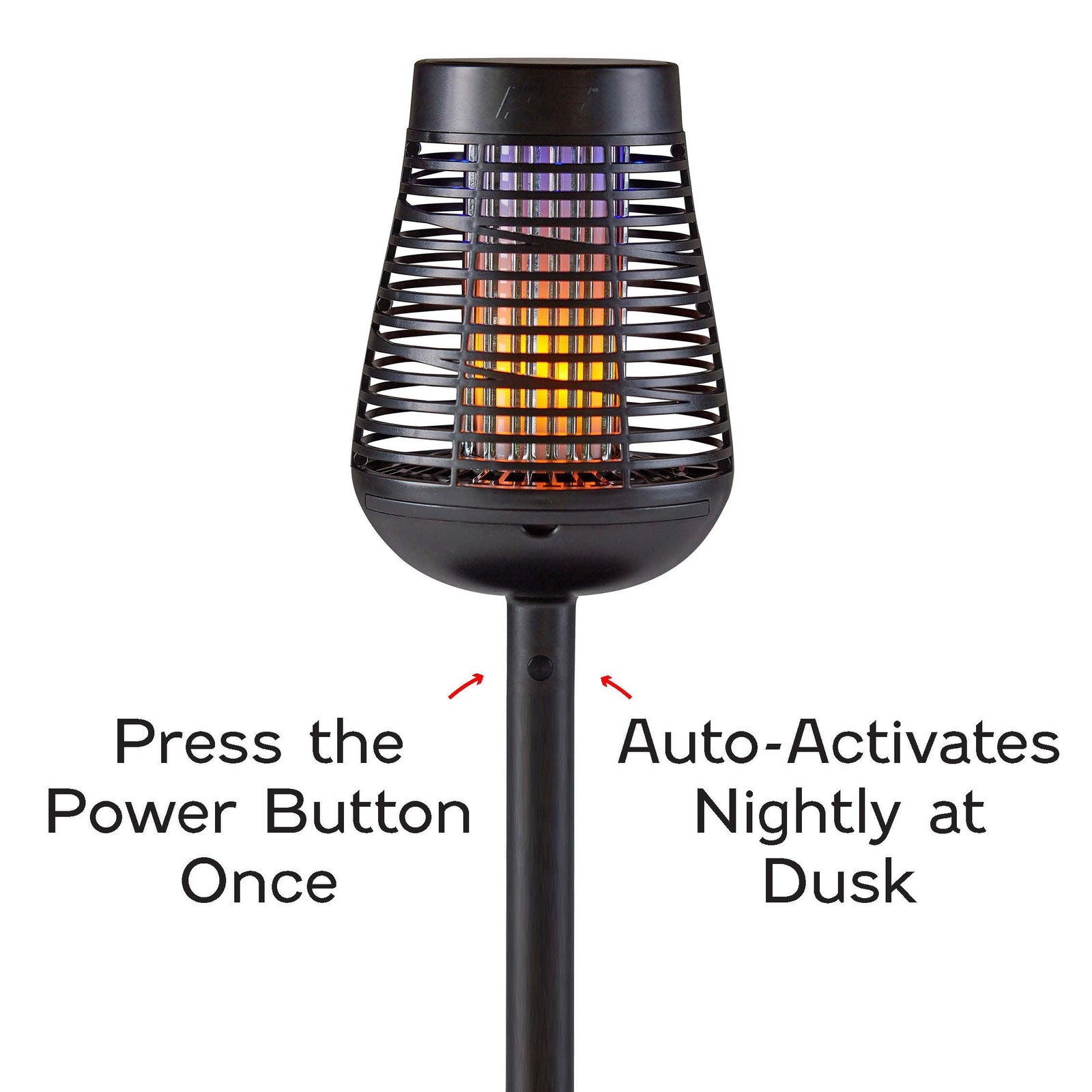 PIC Solar Bug Zapper Twin Pack 600V Insect Trap LED Flame Outdoor Weatherproof